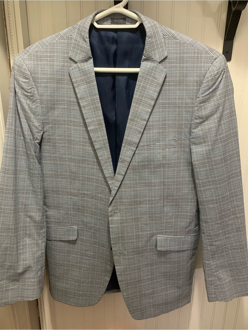 Madison Light Blue Glen Plaid Sport Coat with Navy Lining